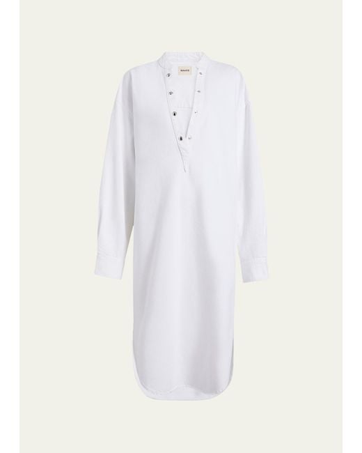 Khaite White Seffi Denim Midi Dress