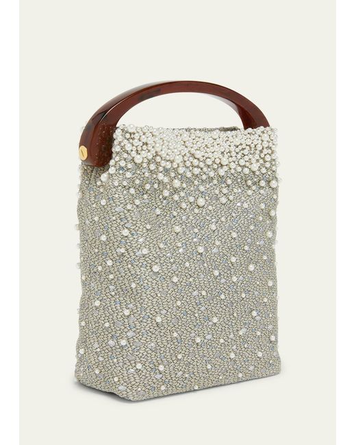 Dries Van Noten Gray Crisp Pearly Top-handle Bag