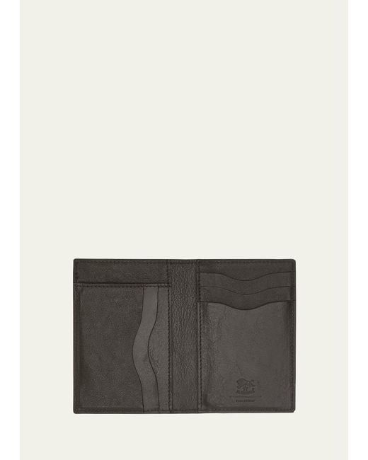 Il Bisonte Black Galileo Leather Card Case for men