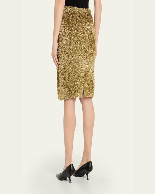 Zankov Natural Moro Metallic Textured Pencil Skirt