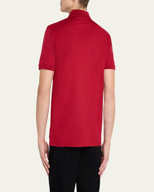 Givenchy Red Grosgrain Label Pique Polo Shirt for men