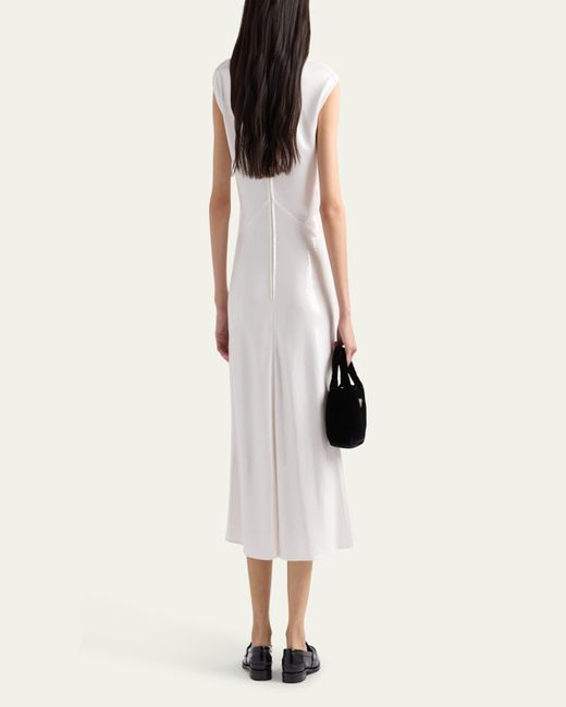 Prada White Sequined Jersey Satin Midi Dress