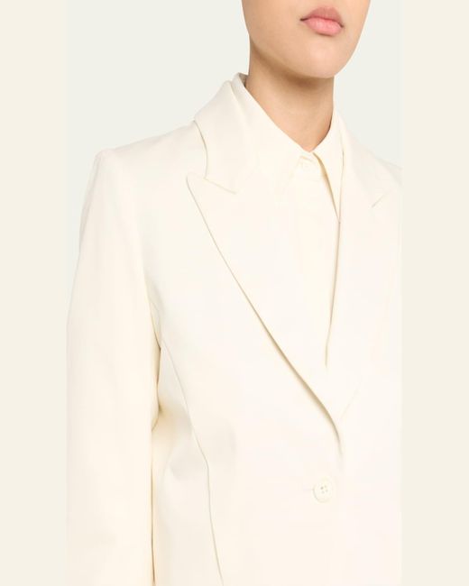 Twp Natural Cotton Tux Wool Blazer With Pleat Placket