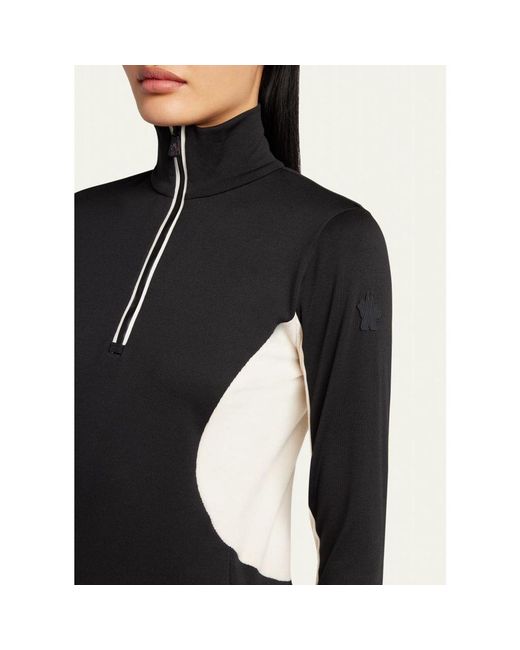 Moncler Black Polartec Base Layer Zip Turtleneck