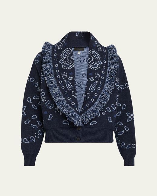 Alanui Blue Bandana Jacquard Cardi-Bomber