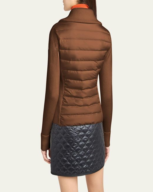 Moncler Brown Padded Wool Zip-Up Cardigan