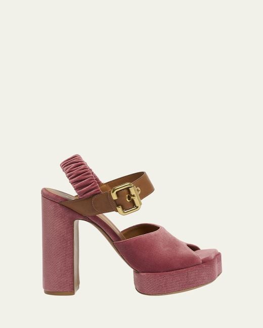 Chloé Pink Aria Ankle-Strap Platform Sandals
