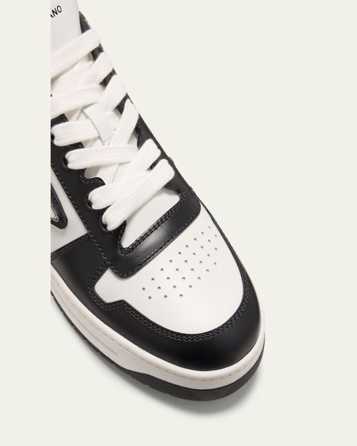 Prada White Downtown Brand-Plaque Leather Low-Top Trainers