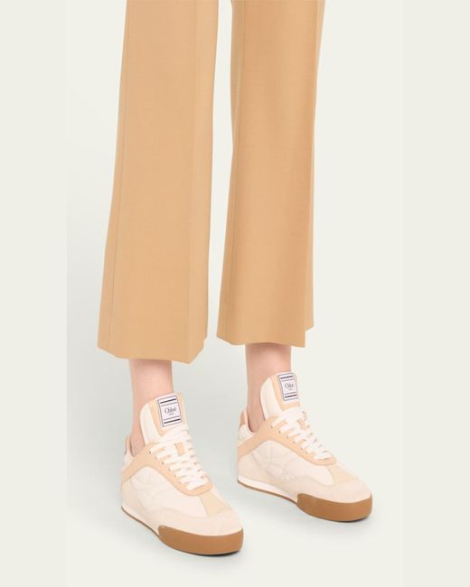 Chloé Natural Kick Mixed Leather Low-Top Sneakers