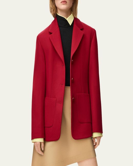 Loewe Red Wool-Blend Single-Breasted Jacket