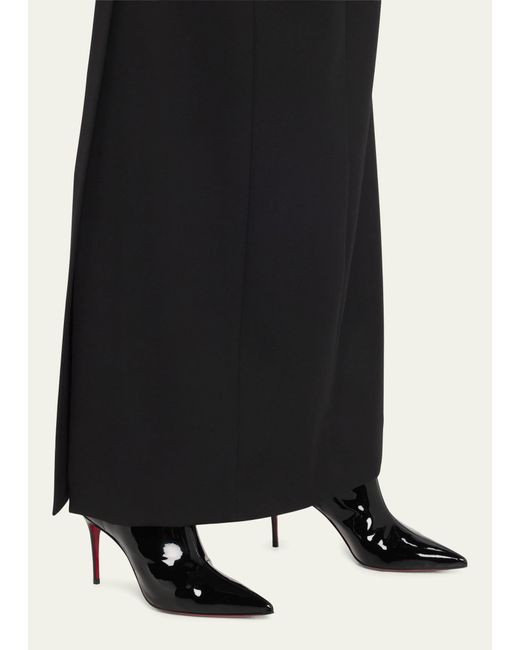 Christian Louboutin Black Kate Sporty Patent Red Sole Booties