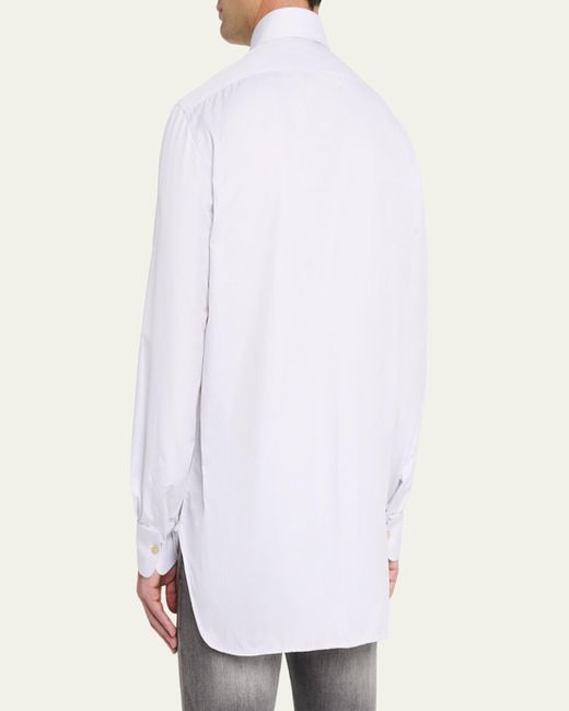 Kiton White Cotton Point-Collar Dress Shirt for men
