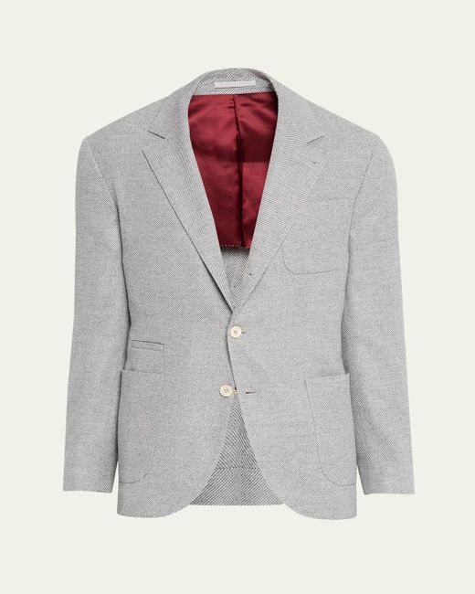 Brunello Cucinelli Gray Cavallery Twill Sport Jacket for men