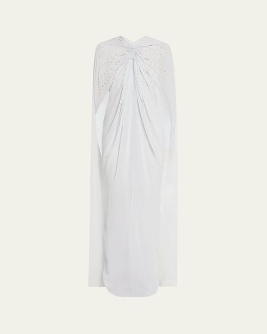 Givenchy White Embellished Draped Silk Cape Gown