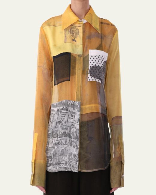 Jason Wu Metallic Patchwork Button-Down Shirt