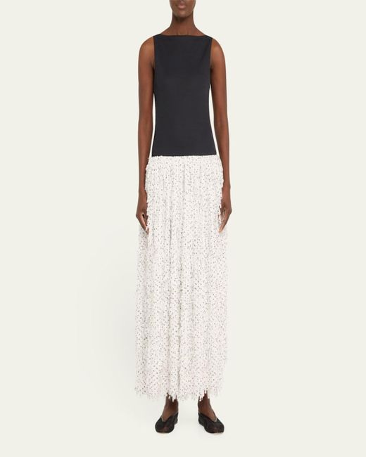 Anna Quan White Juni Fringe Drop-Waist Midi Dress