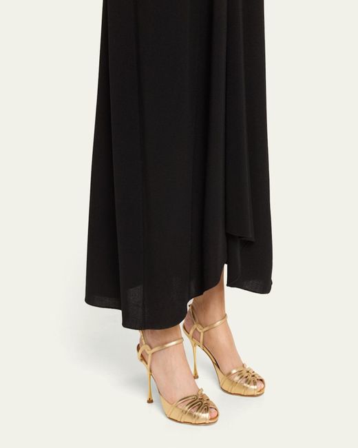 Manolo Blahnik Natural Makanak Metallic Caged Ankle-Strap Sandals