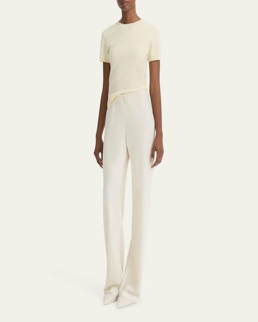 Vince Natural Fluid Bias-Cut Crushed Satin Pants