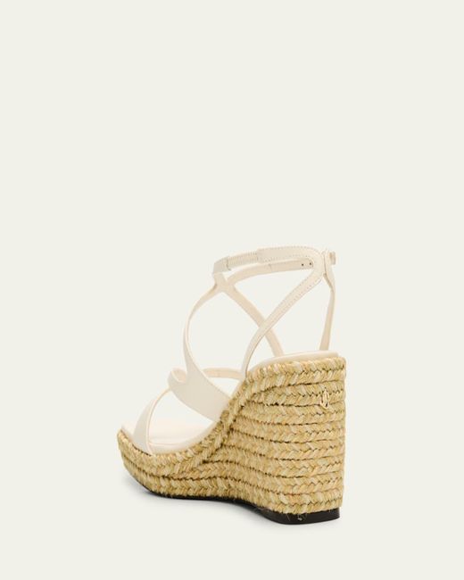 Jimmy Choo Natural Ayla 85 Leather Wedge Sandals