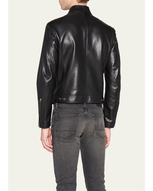 Tom Ford Black Soft Leather Biker Jacket for men