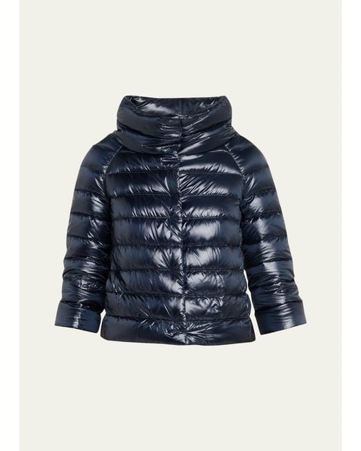 Herno Blue Sofia Ultra-Lightweight Down Bolero Jacket