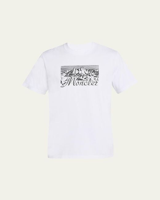 Moncler White Mountain Logo Cotton T-Shirt for men