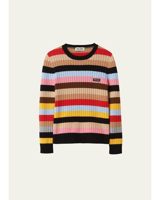Miu Miu White Stripe Cashmere Sweater