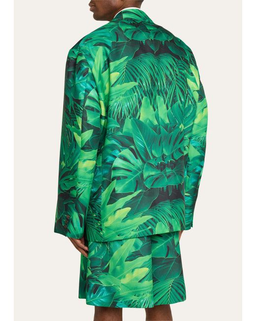 Comme des Garçons Green Oversized Gabardine Leaf-print Sport Coat for men