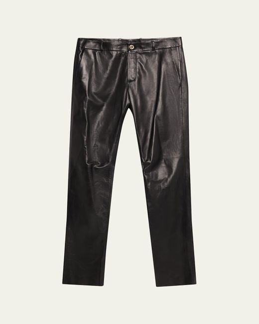 Versace Gray Plonge Leather Pants for men
