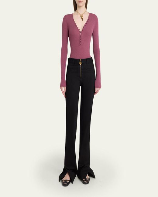 Chloé Pink Ribbed Wool Henley