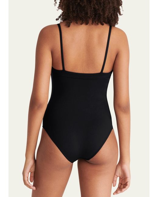 Eres Black Aquarelle One-piece Swimsuit With Thin Straps