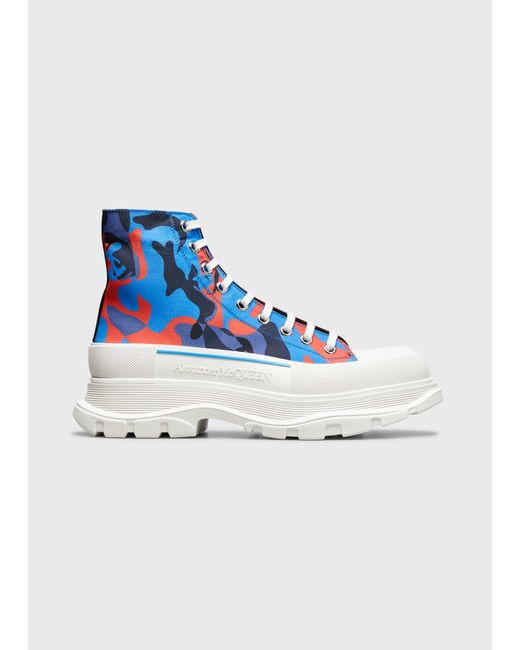 Alexander McQueen Blue Tread Slick Camo-print Boot Sneakers for men