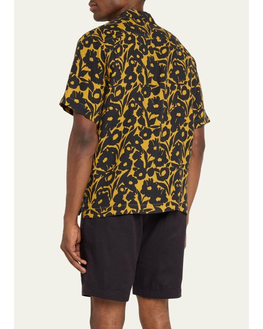 Frescobol Carioca Multicolor Roberto Perennial-print Linen Short-sleeve Shirt for men