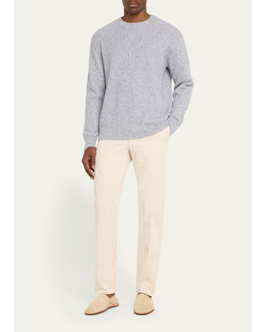 Bergdorf Goodman Gray Watercolor Twist Cashmere Crewneck Sweater for men