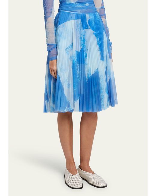 Proenza Schouler Blue Judy Printed Pleated Jersey