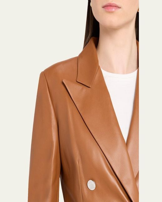 Ralph Lauren Brown Camden Leather Double-Breasted Jacket