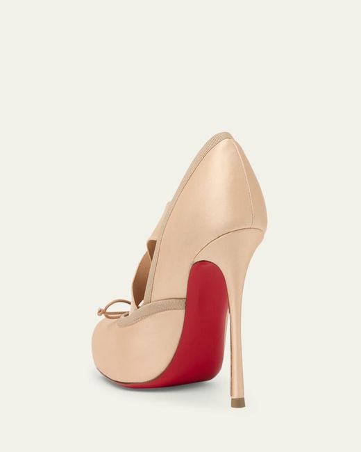 Christian Louboutin Natural 100Mm Cassiastic Satin Ballet Pumps