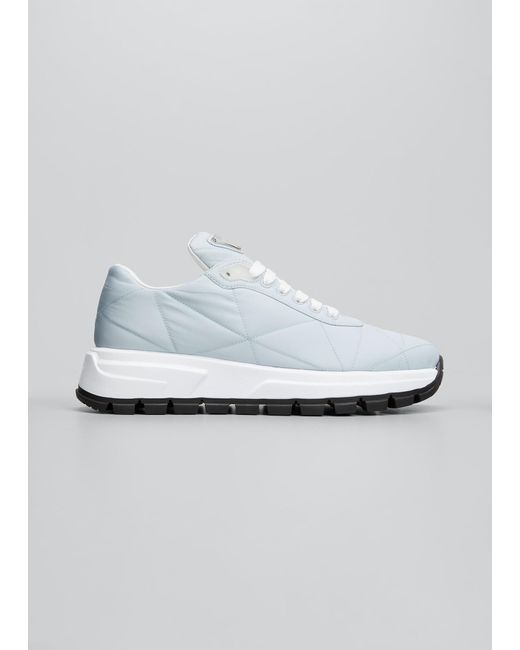 Prada Allacciate 45mm Triangle Nylon Platform Sneakers in White | Lyst