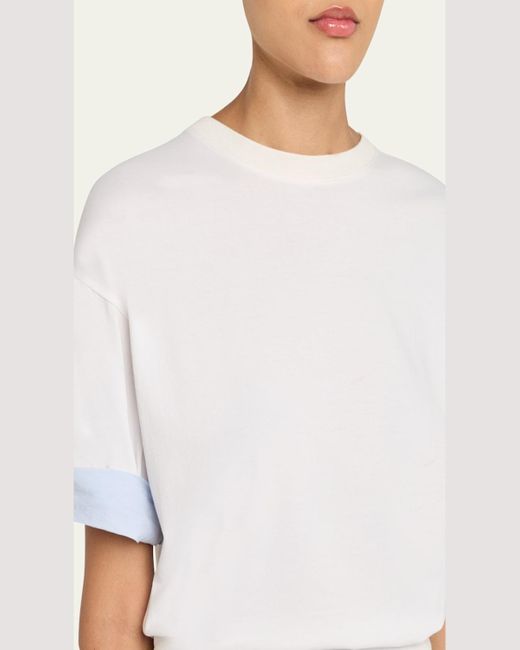 Jonathan Simkhai White Sutton Short-Sleeve Combo Top