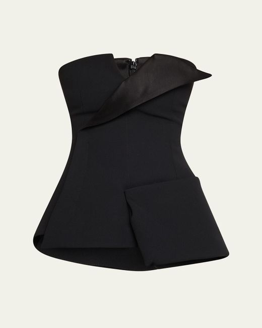A.W.A.K.E. MODE Black Strapless Corset Tuxedo Top