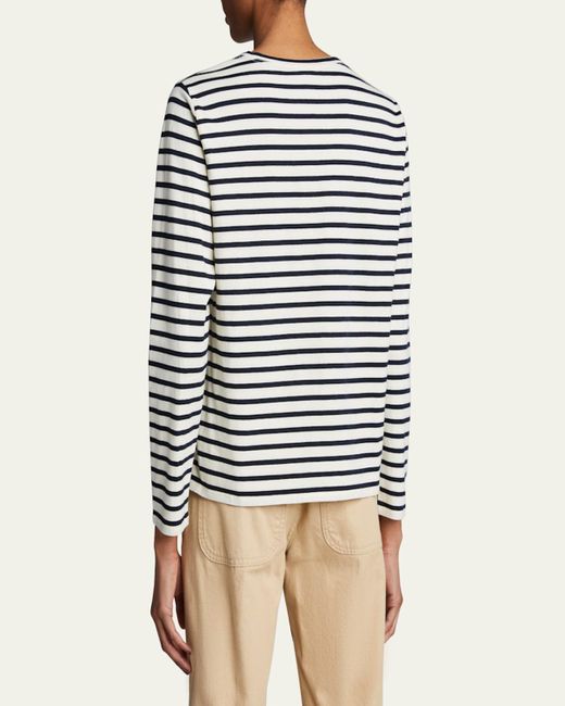 Kule Multicolor Crewneck Long-Sleeve Striped Cotton Top