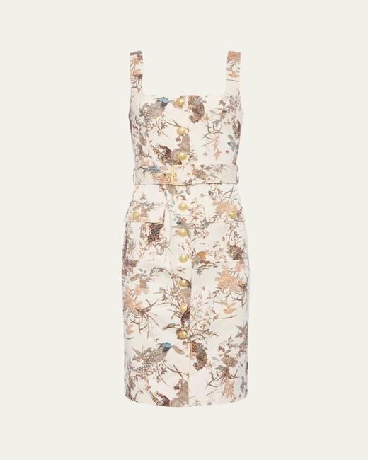 L'Agence Natural Tapestry Jungle Idy Button-Front Tank Dress