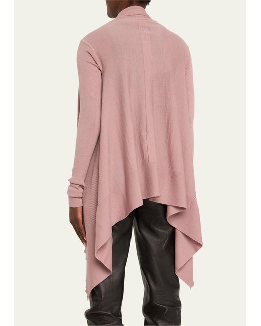 Rick Owens Pink Wrap Wool Asymmetric Cardigan Sweater