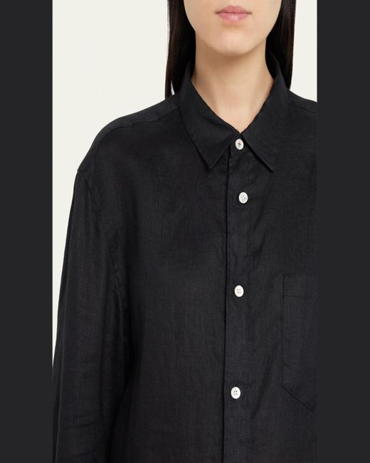 THE SALTING Blue Classic Linen Button-Front Shirt
