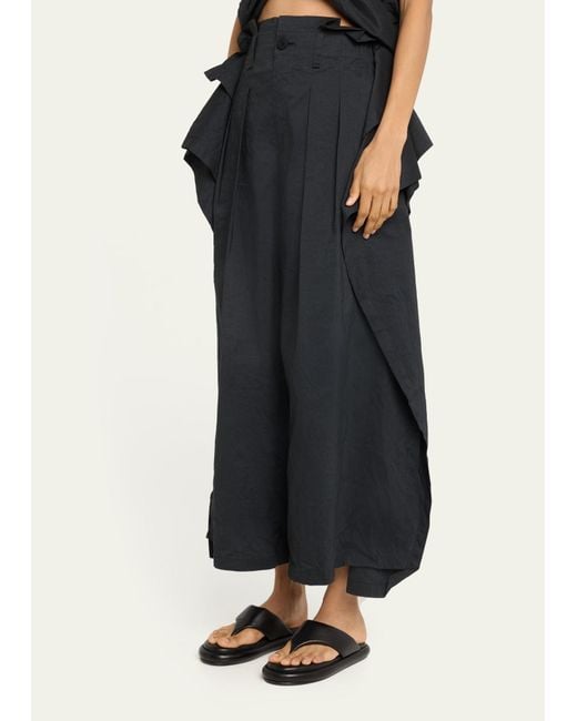 Issey Miyake Black Twisted Side Panel Woven Pants