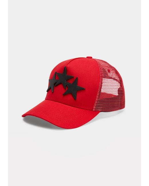 Amiri Red 3-star Mesh-back Trucker Baseball Hat for men