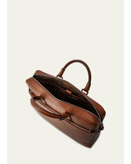 Serapian Brown Slim Briefcase In Cachemire Leather for men