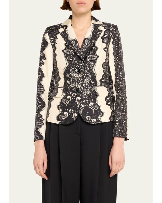 Libertine White Venetian Lace Short Blazer Jacket With Crystal Buttons