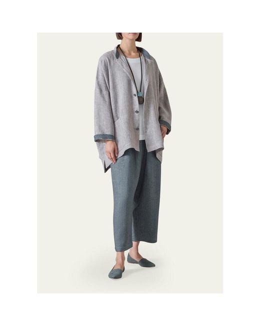 Eskandar Gray Longer Back Wide Mandarin Jacket