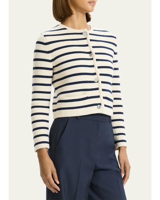 Theory Multicolor Waverly Cotton Stripe Cropped Jacket